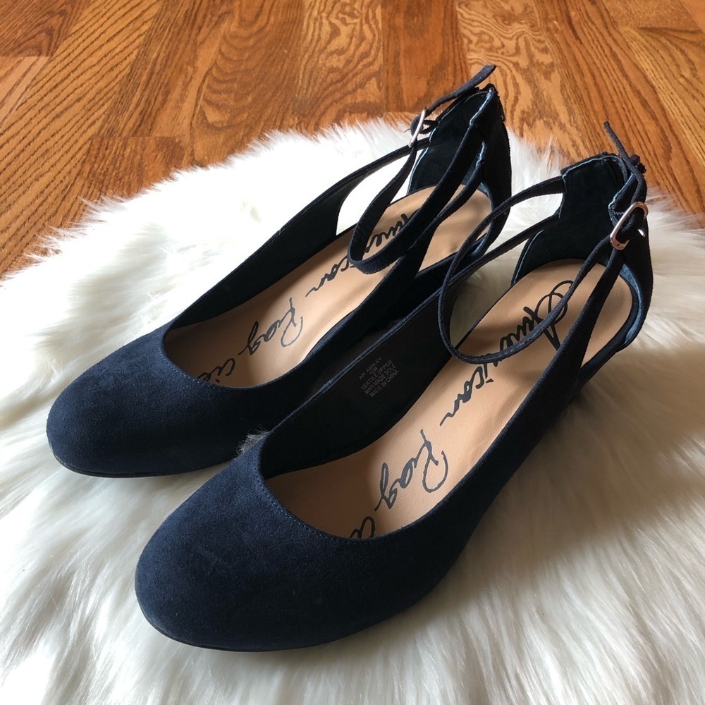 American Rag Miley Chop Out Navy Blue Wedges 5.5M - Picture 5 of 10